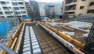 ＜モントーレ六本松ザ・マーク＞ 第4回報告書 4階躯体（5階床）配筋工事／4階躯体（5階床）配筋検査／4階躯体（5階床）コンクリート打設／5階躯体（6階床）配筋工事／5階躯体（6階床）配筋検査／全景